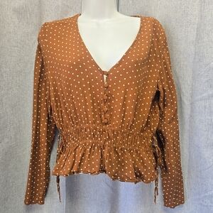 Women's H&M Polkadot Long Sleeve Blouse Size 4
